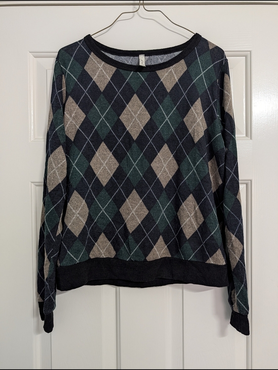 Sweaters - Argyle Crewneck Sweater - Green, Navy & Tan